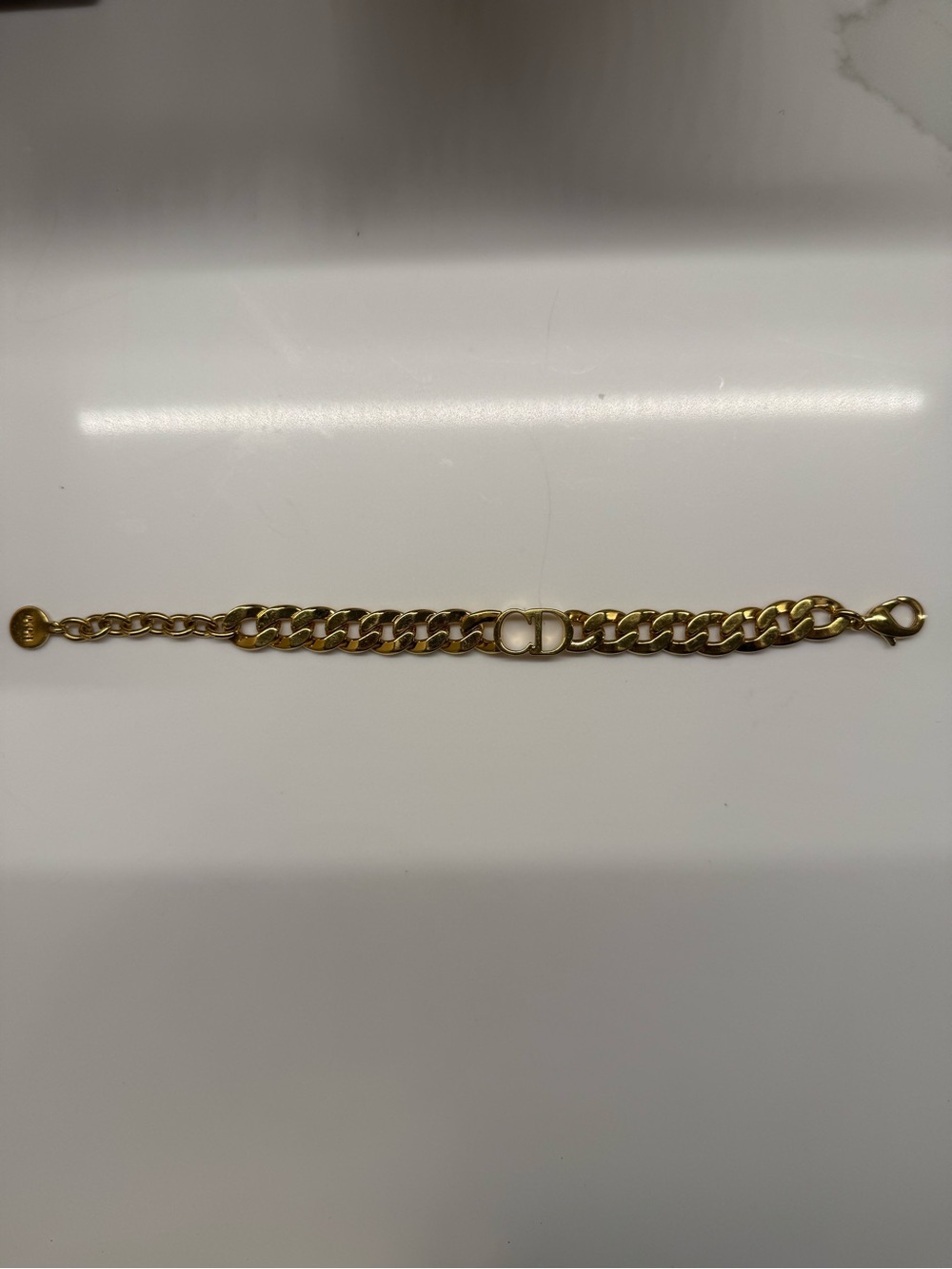Dior CD Logo Gold Chain Link Bracelet, Adjustable, like new.